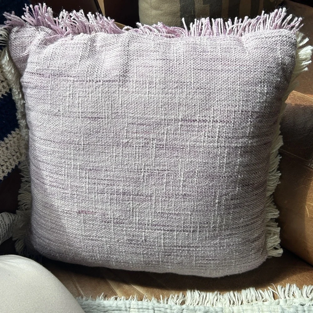 Pink Purple Butterfly Accent Pillow Set of 2 Fringed Textured 3D Decorative NEW